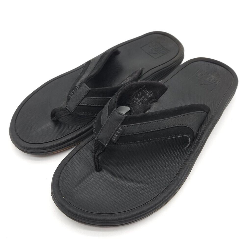 Reef (Mens Size 10) Ortho Coast Synthetic Open Toe Thong Flip Flop Sandals Black